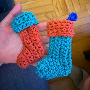 Mini crochet stocking ornaments